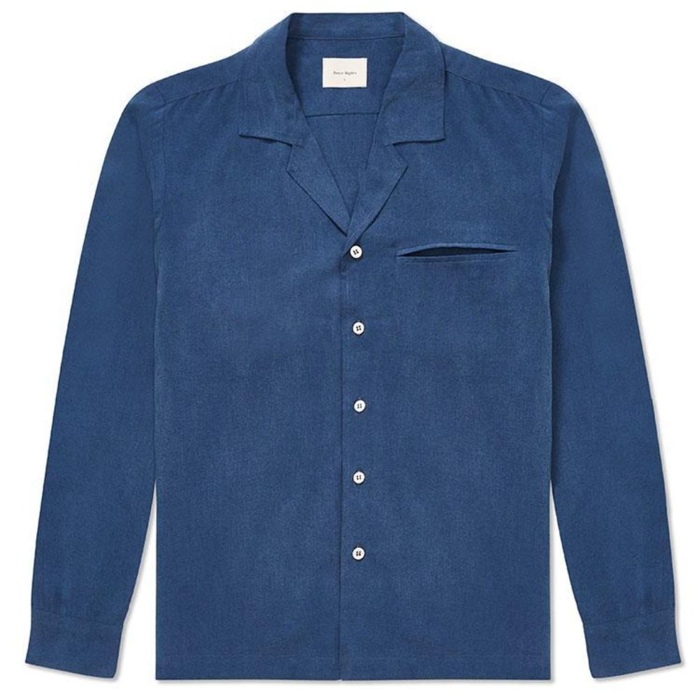 Basic Rights Long Sleeve Camp Collar Shirt - Blue